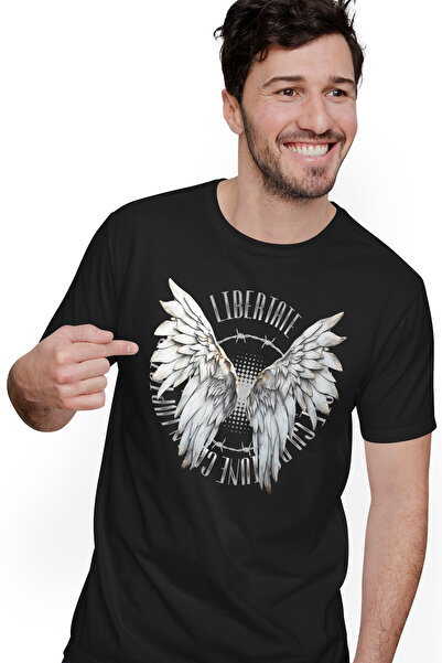 StoryGift Romania Tricou Barbati Libertate - Aripi De Inger Cu Imprimeu Pe Fa...