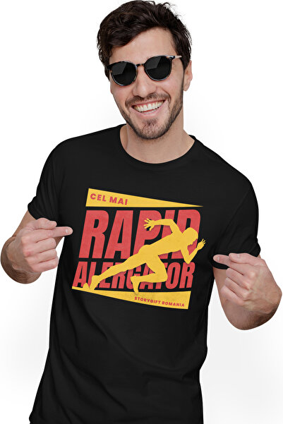 StoryGift Romania Tricou Barbati Silueta Umana Alergand Cel Mai Rapid Alergăt...