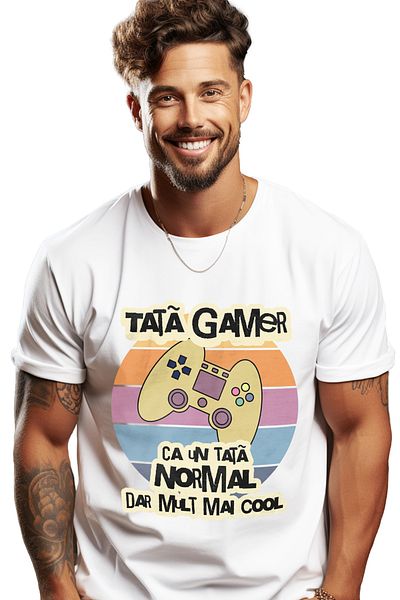 StoryGift Romania Men's T-Shirt Dad Gamer Cool Video Game Controller Virtual World With Front Print, 100% Bum Stg
