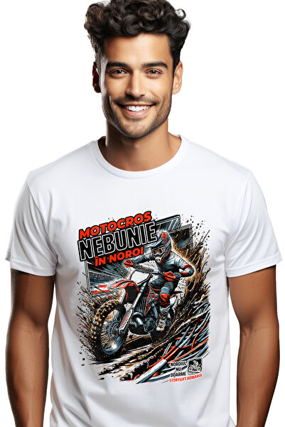 StoryGift Romania Tricou Barbati Om Pe Motocros Sport Nebunie În Noroi Cu Imp...