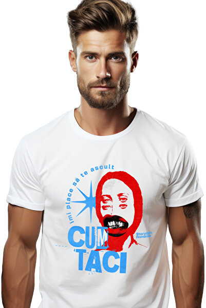 StoryGift Romania Tricou Barbati Text Imi Place Sa Te Ascult Cand Taci, Chip ...