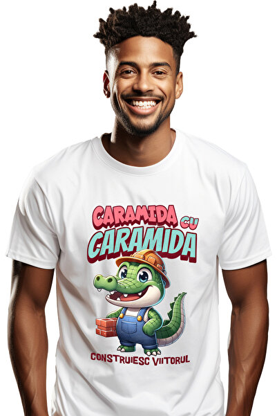 StoryGift Romania Tricou Barbati Mesaj Caramida Cu Caramida, Construiesc Viit...