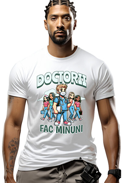 StoryGift Romania Tricou Barbati Tineri In Costume Medicale Text Doctorii Fac...