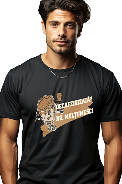 StoryGift Romania Tricou Barbati Decafeinizata Nu, Multumesc! Pahar Cafea Dan...