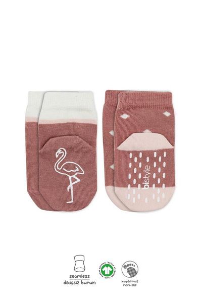 Skygo Bistyle Animal Figure Non-Slip Girl Socks 2-Piece Bs10120 Powder