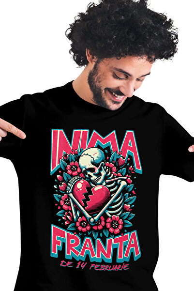 StoryGift Romania Tricou Barbati Inima Franta De 14 Februarie Schelete Valent...