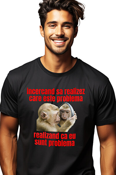 StoryGift Romania Tricou Barbati Maimuta Haioasa Uitandu-se In Oglinda, Eu Su...