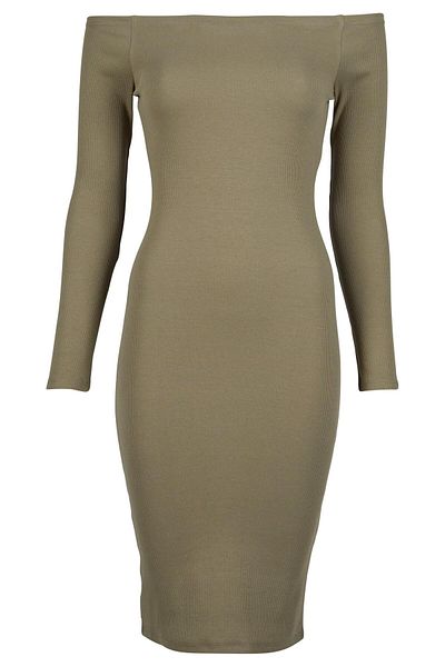 Urban Classics Damen Ladies Off Shoulder Longsleeve Rib Dress
