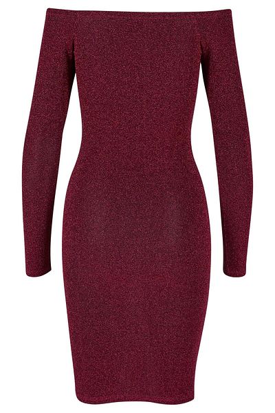 Urban Classics Damen Ladies Off Shoulder Longsleeve Glitter Dress