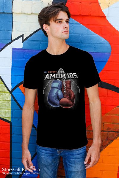 StoryGift Romania Tricou Barbati Manusi De Box Atarnat Motivational Nu Renunt Cu Imprimeu Pe Fata, 100% Bumbstg