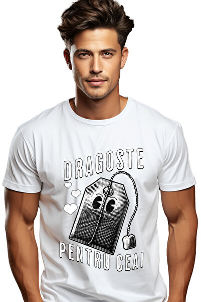StoryGift Romania Tricou Barbati Dragoste Pentru Ceai Plic De Ceai Plante Aro...