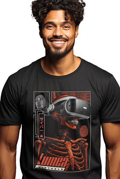 StoryGift Romania Tricou Barbati Schelete Cu Ochelarii Vr Joc Video Lumea Vir...