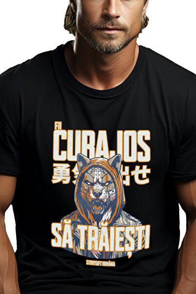 StoryGift Romania Tricou Barbati Fii Curajos Să Trăiești Lup Robot Furios Cu ...