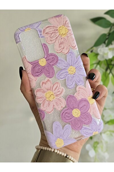 Magic Ring OPPO A16 / OPPO A55 Uyumlu Pastel Renkli Çiçekler Desenli Şeffaf T...
