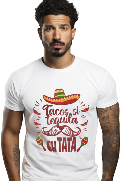 StoryGift Romania Ανδρικό T-shirt με στάμπα μπροστά:  "Μπαμπάς, Μεξικό, Λάτρε...