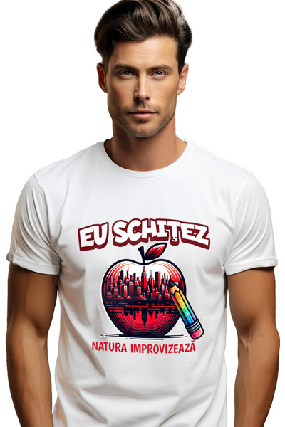 StoryGift Romania Tricou Barbati Mar Ilustratie Oras Arhitect Natura Improviz...