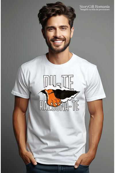 StoryGift Romania Men's T-Shirt Tiger Paw Tear Sheet Go Get Revenge Motivational Be Strong With Spray