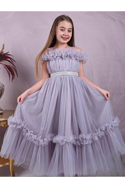 ESKİŞEHİR YUMURCAK Evening Dress with Stone Belt