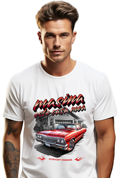 StoryGift Romania Tricou Barbati Masina Este Casa Mea Decapotabila Clasica Ro...