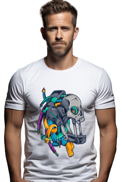 StoryGift Romania Tricou Barbati Cu Extraterestru, Robot, Android, Cabluri, S...