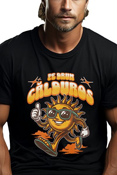 StoryGift Romania Tricou Barbati Soare Cu Ochelari Si Fericit Pe Drum, Caldur...