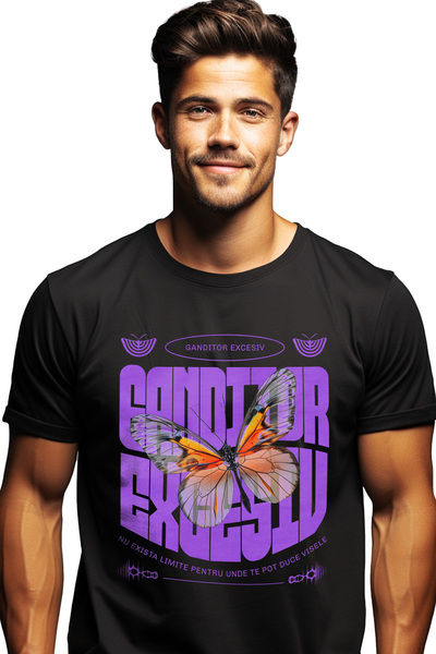 StoryGift Romania Men's Butterfly T-Shirt - Excessive Thinker With Front Prin...