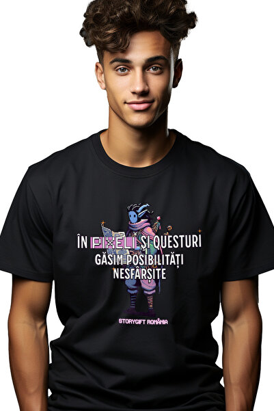 StoryGift Romania Tricou Barbati In Pixeli Si Quest-uri Gasim Posibilitati Ne...