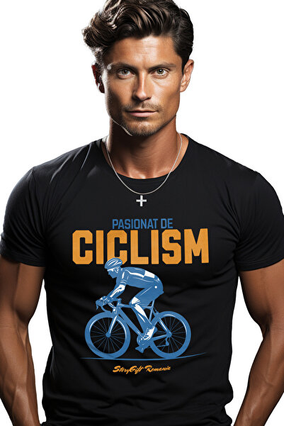 StoryGift Romania Men's T-Shirt Man Cyclist On Bicycle, Adventure Lover With ...