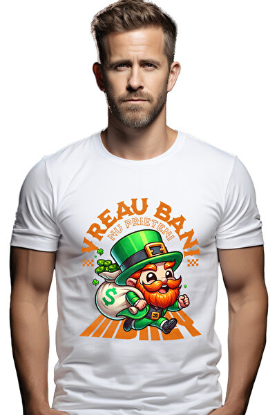 StoryGift Romania Tricou Barbati Spiridus Cu Sac De Bani Text Bani Nu Prieten...