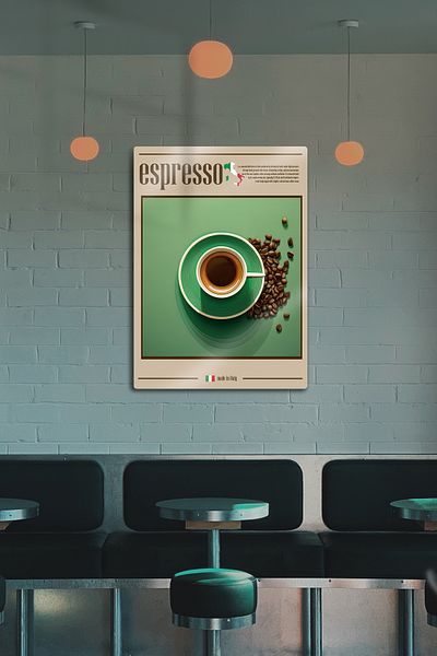 DekorHane Metal Print - Coffe Espresso, Ιταλία, Διακοσμητικός Τραπέζι Καφέ