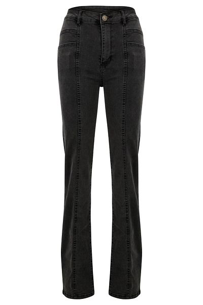 Urban Classics Damen Ladies High Waist Straight Slit Denim Pants