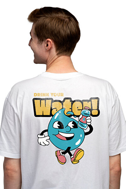 StoryGift Romania Tricou Barbati Drink Your Water, Reminder Sa Iti Bei Apa, Cu Imprimeu Pe Fata, 100% Bumbastg