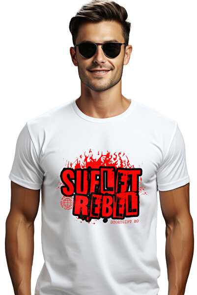 StoryGift Romania Tricou Barbati Suflet In Flacari Rebel Cu Imprimeu Pe Fata,...