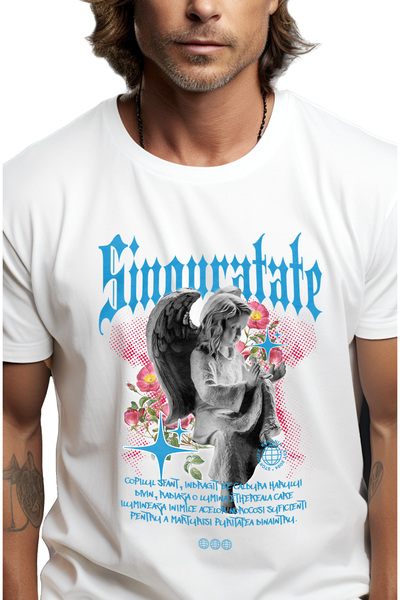 StoryGift Romania Tricou Barbati Ingerul Singuratic - Copilul Sfant Cu Imprim...