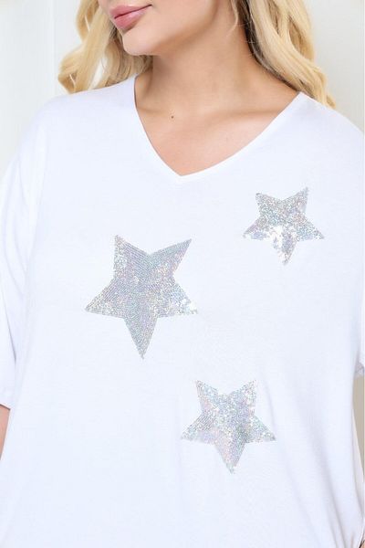EMEZ T-Shirt with Sequins White Star