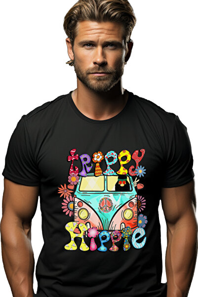 StoryGift Romania Ανδρικό T-shirt με ψυχεδελικό χίπικο μήνυμα, Χίπικο στυλ, Π...