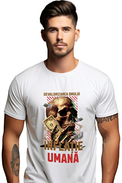 StoryGift Romania Tricou Barbati Devaloarizarea Omului, Inflatie Umana Craniu...
