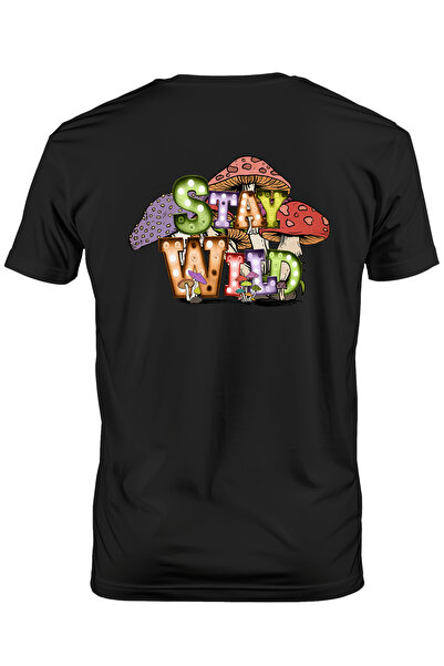 StoryGift Romania Ανδρικό T-shirt με μήνυμα  "μείνε άγριος ", Στυλ Χίπις, Πολ...