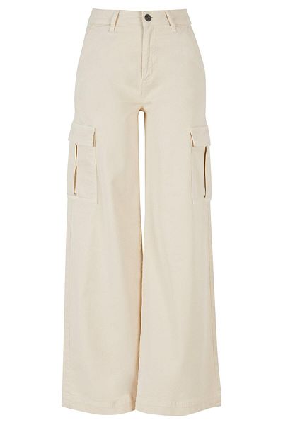 Urban Classics Damen Ladies High Waist Wide Leg Twill Cargo Pants