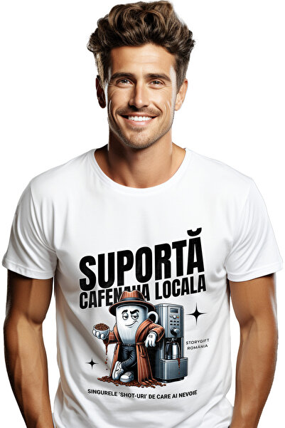 StoryGift Romania Tricou Barbati Suporta Cafenaua Locala Afaceri Mici Iubitor...
