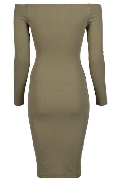 Urban Classics Damen Ladies Off Shoulder Longsleeve Rib Dress
