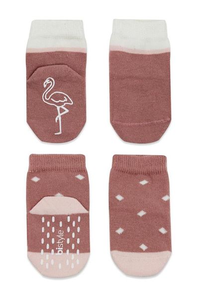Skygo Bistyle Animal Figure Non-Slip Girl Socks 2-Piece Bs10120 Powder