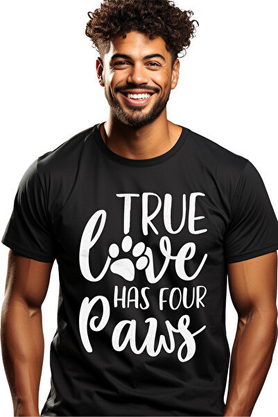 StoryGift Romania Tricou Barbati Cu Mesajul "true Love Has Four Paws" - Iubir...