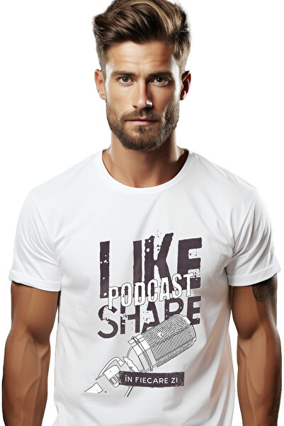 StoryGift Romania Tricou Barbati Microfon De Pdcast Like Ands Share Discutii ...