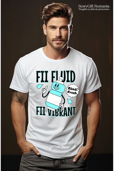 StoryGift Romania Men's T-Shirt Be Fluid, Be Vibrant Water Bottle Stay Fresh With Front Print, 100% Stg