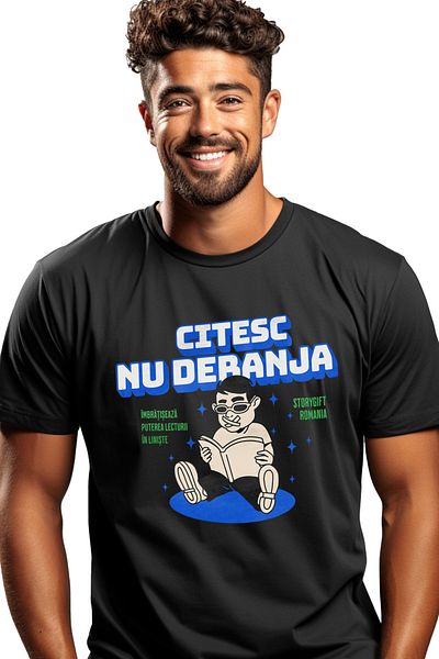 StoryGift Romania Tricou Barbati Om Cu Scoci La Gura Citesc Nu Deranja Iubitorii De Lectura Si Carti Cu Imprstg