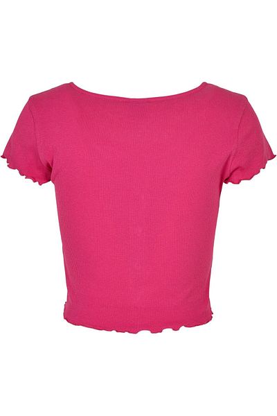 Urban Classics Damen Ladies Cropped Button Up Rib Tee