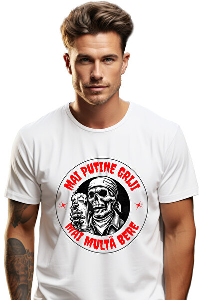 StoryGift Romania Tricou Barbati Mai Putine Griji, Mai Multe Bere Schelete Pi...