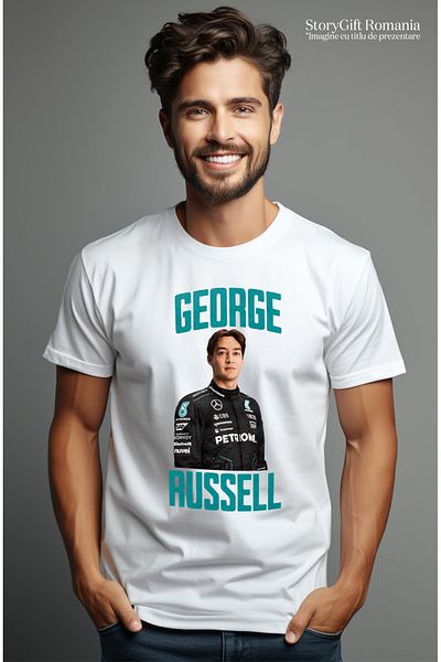 StoryGift Romania Tricou Barbati George Russell Cursa Profesionista Formula 1 Viteza Cu Imprimeu Pe Fata, 10stg