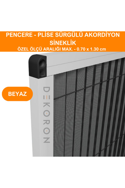 DEKORON SHOP Pileli Plise Sürgülü Akordiyon Katlanır Pencere Sinekliği 0.70 -...